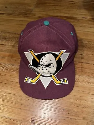 Vintage Rare Mighty Ducks Big Logo Blockhead Snapback Hat Cap NHL Graffiti 1990s • $75