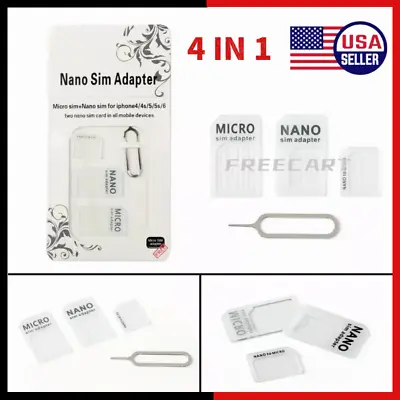 US 1 Pcs Nano SIM Card To Micro Standard Adapter Adaptor Converter Set 4 In 1  • $1.59