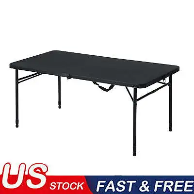 4 Ft Fold Half Adjustable Table Metal Legs Built Carry Handle Adjust 3 Heights • $34.88
