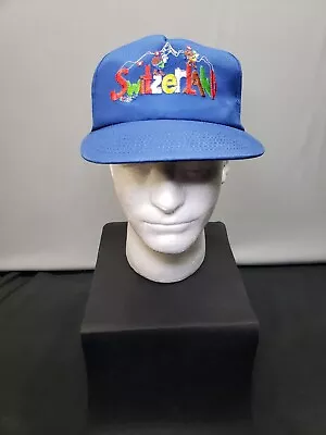 RARE Vintage Blue 80s Switzerland Mountain Climbers Snapback Hat Cap Adult OSFA  • $15.99