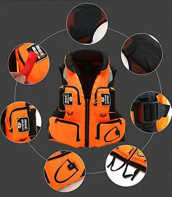 $47.78 • Buy Life Jacket Safety Vest Sailing Kayak Fishing Hat Detachable Adjustable Buoyancy