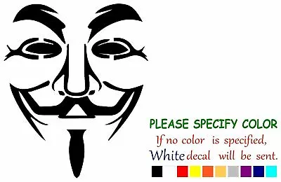 $11.99 • Buy Guy Fawkes Anonymous V For Vendetta Vinyl Decal Sticker Car Window Bumper 10 