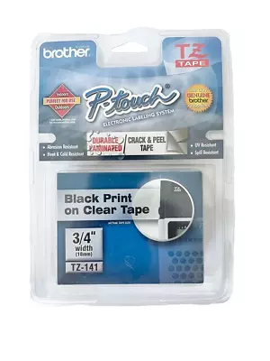 Brother P-touch TZ-141 Genuine Black Ink On 3/4  Clear Tape 18MM New • $9.94