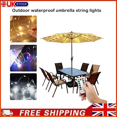 104 LED Parasol Umbrella Fairy String Lights Patio Outdoor Garden Yard Lights UK • £12.68
