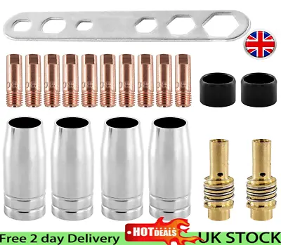 UK 19Pcs MB-15AK MIG/MAG M6 Welding Torch Welder Contact Tips Holder Gas Nozzle • £6.99