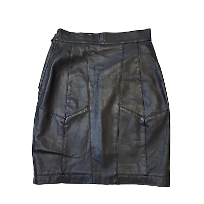 80s Vintage Black Leather Pencil Skirt Women's Size 10 W28 • £32.99