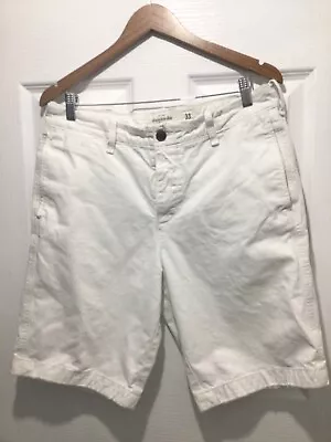 Abercrombie Fitch Shorts Men 33 White Cargo Distressed Heavy Button Fly • £24.99