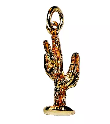 14k - 14kt Yellow Gold Desert Cactus Charm Pendant * New With Box • $69.95