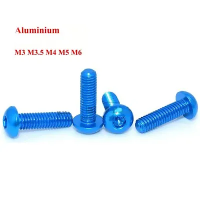 M3-M6 Aluminum Button Head Socket Cap Screw Allen Hex Bolts Anodizing Sky Blue • $2.05