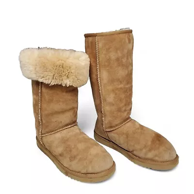 UGG Australia CLASSIC TALL Chestnut Suede Sheepskin Boots US 9 #5815 • $28