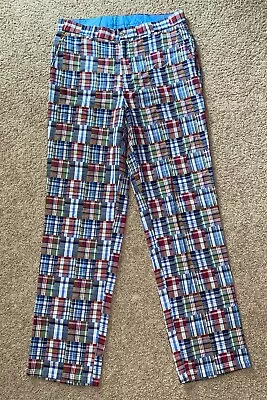 Saddlebred 100% Cotton Madras Plaid Patchwork Pants 32x32 EUC • $29.99