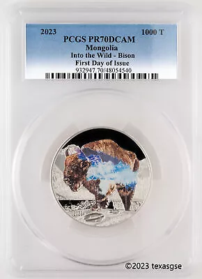 2023 Mongolia Into The Wild - Bison 2oz Silver - PCGS PR70 FDI • $199