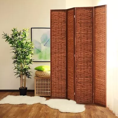 JOSTYLE 4-Panel Wood Bamboo Room Divider Folding Privacy Screen Partition 6FT US • $115.99