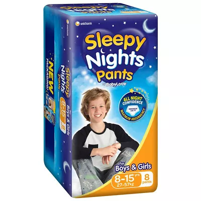 Babylove Sleepy Nights Pants Sizes 8-15 Years 27-57Kg Overnight Nappies 8 Pack • $69.22