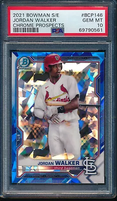 PSA 10 JORDAN WALKER 2021 Bowman Chrome SAPPHIRE Edition Refractor RC GEM MINT • $149.99