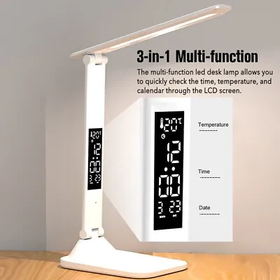 Wired LED Desk Lamp Touch Reading Light Calendar Alarm Clock Premium AU Bedroom • $37.99