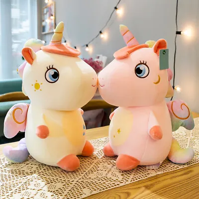 Large Fluffy Lovely Plush Toy 12  Cuddly Soft Stuffed Toys Doll Pink Unicorn Uk • £9.95