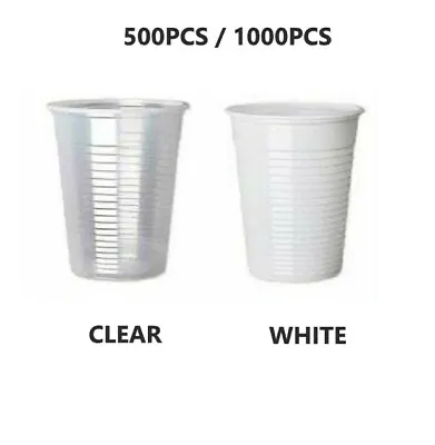 500-1000 White / Clear Plastic 7oz Disposable Cups 200ml Vending Style Cup 180cc • £5.99