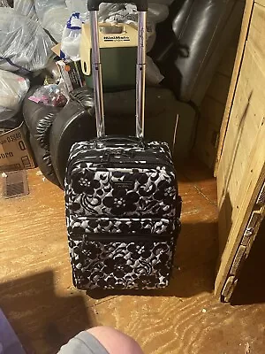 Vera Bradley Black & White Floral Rolling Bag Luggage Suitcase 22” Clean Cond • $58.50