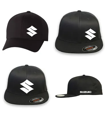 Suzuki Motorcycle Racing  CURVED Or FLAT BILL FLEXFIT HAT*FREE SHIPPING In BOX* • $19.99