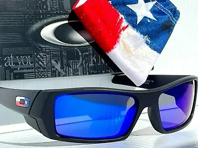 NEW OAKLEY GASCAN Matte BLACK TEXAS Flag POLARIZED Galaxy BLUE Sunglass 9014-40 • $116.88