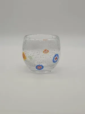 Murano Style Clear Glass Millefiori Millefiore Glass Bowl Small • $45