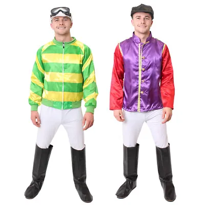 Men's Jockey Costume Horse Rider Racing Fancy Dress Green Yellow Purple Red • £19.99