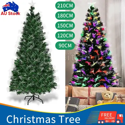 Fibre Optic Pre Lit Christmas Tree 4/5/6/7FT W/ LED Star Lights Xmas Tree Decor • $7.99