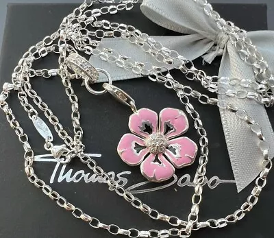 Neue Thomas Sabo Kette 90 & Pave Carrier Rarität & Große Rosa  Blume Charm 🌸  • $254.92