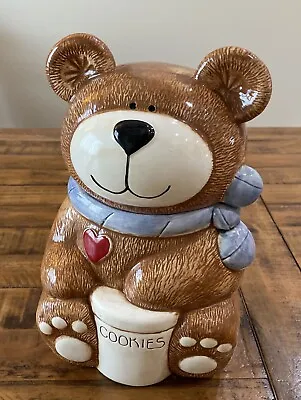 COOKIE JAR ~ Bear With Red Heart Treasure Craft 1980s  13  Mint Condition • $50