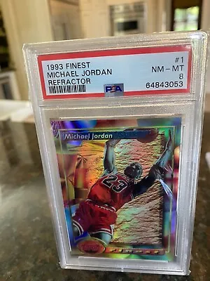 1993 Topps Finest Refractor #1 Michael Jordan Psa 8 Looks Nicer • $1150