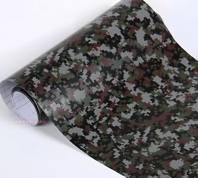 $3.50 • Buy Bubbles Free DIY Car Digital Black Camouflage Camo Vinyl Wrap Sheet Sticker - AB