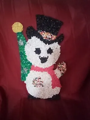 Vintage Christmas Winter Snowman Melted Plastic Popcorn Decoration 18.25  • $25.90