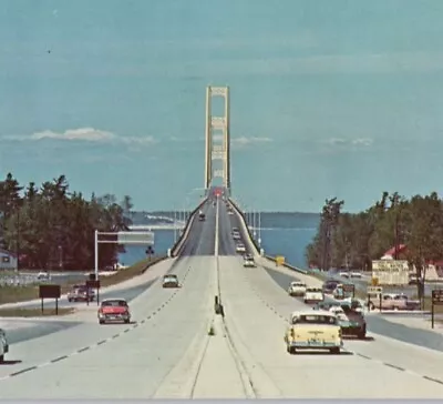 The Mighty Mac Bridge Between Mackinaw City & St Ignace VTG Postcard Posted 1959 • $9.99