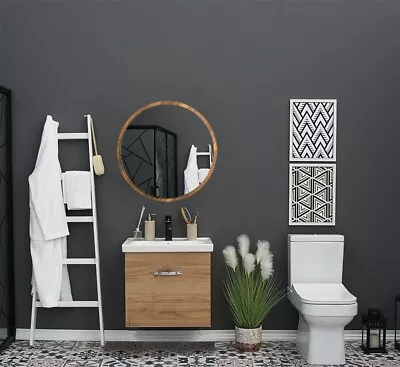 Round Mirror For Wall - Modern Mirror For Bathroom - Walnut  Mirror (18 Inch )  • £59