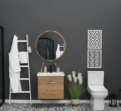 Round Mirror For Wall - Modern Mirror For Bathroom - Walnut  Mirror (24 Inch )  • £89