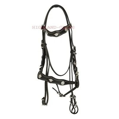 Silver Inlay Horse Ridding Real Leather Spanish Horse Bridle SIS3454 • $145