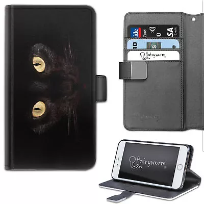 Spooky Halloween Black Cat Eyes PU Leather Wallet Phone Case;Flip Case • $54.11