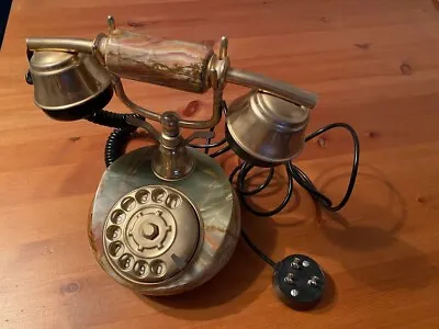 24k Gold Plated Marble Onix Ricci Paolo Rotary Telephone Italy • $190