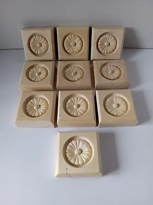 Flower 2.476-in X 2.5-in Square Unfinished White Hardwood Wood Rosette Lot Of 10 • $25