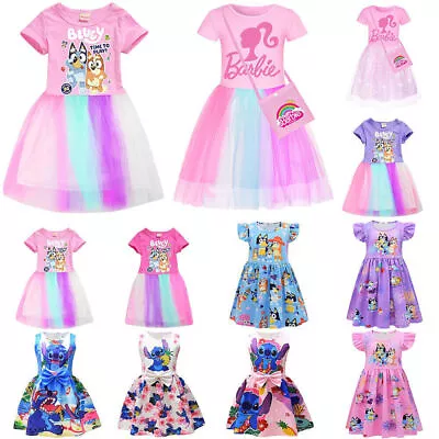 Cartoon Character Birthday Party Dress Kids Girls Princess Tutu Swing Dress Prom • £12.80
