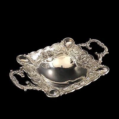 VTG  Studio Silversmiths Square Silver Plated Footed Bowl Candy Dish 8.5in W/Hdl • $24.95