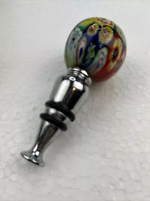 Murano Glass Wine Stopper. Colorful Glass Rare Metal 3.5  ? Vintage Beautiful • $19.99