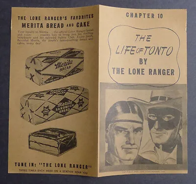 1940's Merita Bread The Life Of Tonto By Lone Ranger Chapter 10 • $117.71