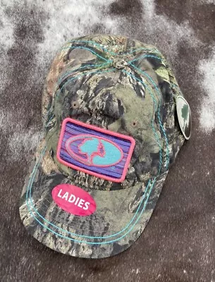 Women's Mossy Oak Camo Hunting Cap Embroiders Patch Blue/Pink Logo Adjustable • $14.95