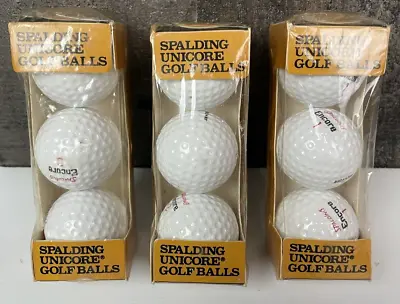 9 VINTAGE SPALDING UNICORE GOLF BALLS ENCORE 1960s UNUSED RARE!!! 1 2 And 3 • $68.44