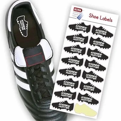 $17.16 • Buy UltraStick Shoe Nametapes/Tag Waterproof Stickers Personalised Football - BLACK