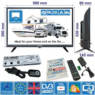 22  TV Smart Ready 12V / 240V Full HD TV Ideal For MOTORHOME CARAVAN BOAT VAN • £209.02