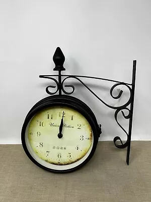 Wall Mount Union Station Clock Double Sided Round Garden Retro Home Decor • $39.99