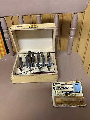 VINTAGE X-ACTO EXACTO KNIFE Wood Working Carving TOOL SET In Dovetail Wood Box • $50